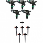 Kit 5 arroseurs agricoles sectoriels 1/2'' + 5 brochettes porte-gicleurs